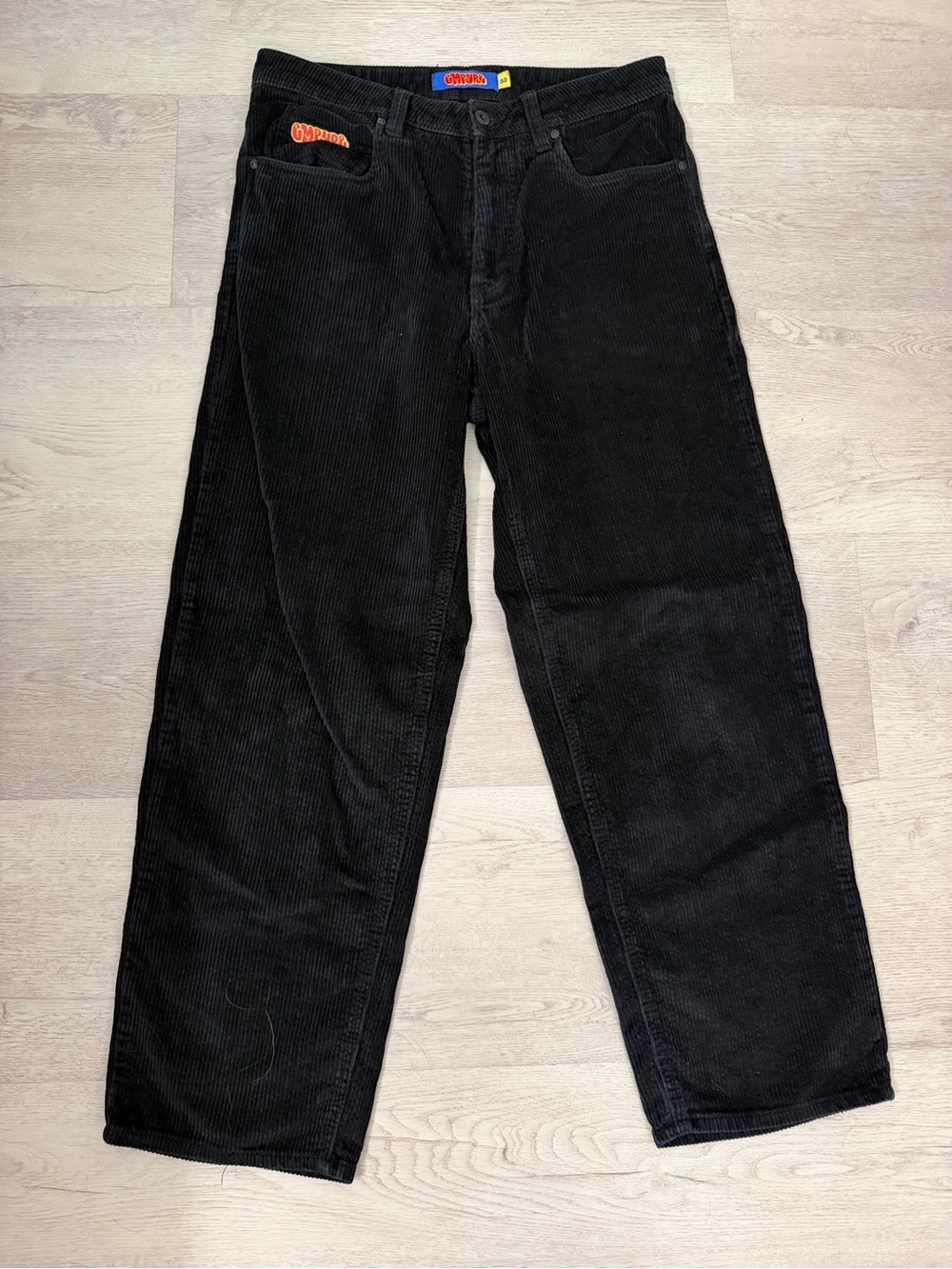 Empyre Black Corduroy Men’s Pants with Orange Logo